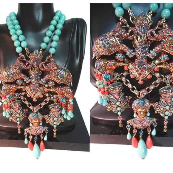 SHOWSTOPPER Signed HEIDI DAUS "Court Of Critters" Grande Crystal Necklace New Wi - Picture 5 of 7